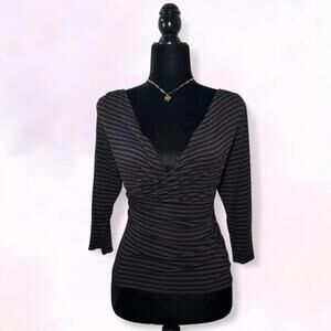 Smart Set Black Grey Striped Y2K Top Office Core
